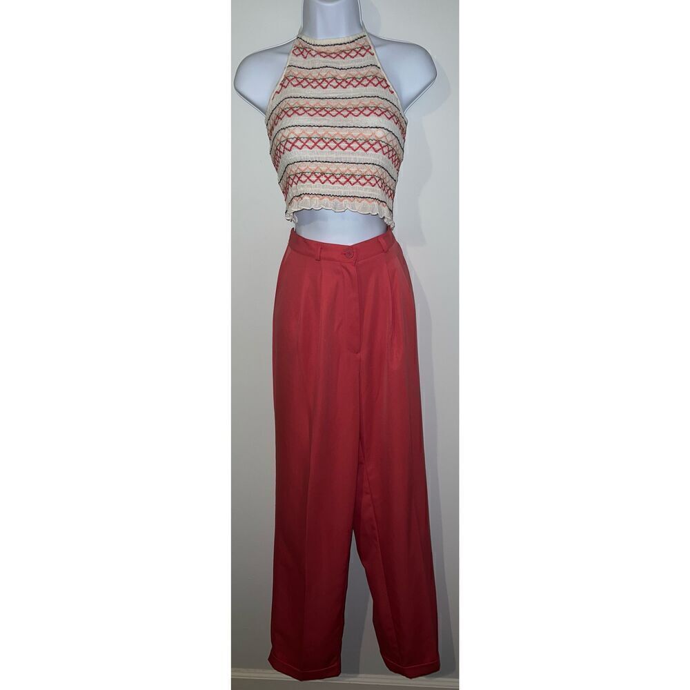 VTG Women’s Cuffed High Waist Trouser Pink/Melon 10T - Picture 2 of 10